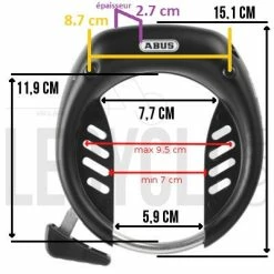 Antivol De Cadre à Clés Tectic 496 De Vélo ABUS -Remorques vélo Soldes antivol de cadre a cles tectic 496 de velo abus full 5