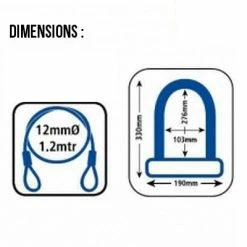 Antivol Vélo Combiné U Et Cable à Clefs - Oxford -Remorques vélo Soldes antivol velo combine u et cable a clefs oxford full 3