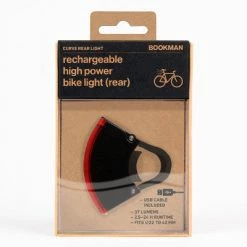 Eclairage Vélo Led Rechargeable Arrière 37 Lumens Curve Bookman -Remorques vélo Soldes eclairage velo led rechargeable arriere curve bookman noir full